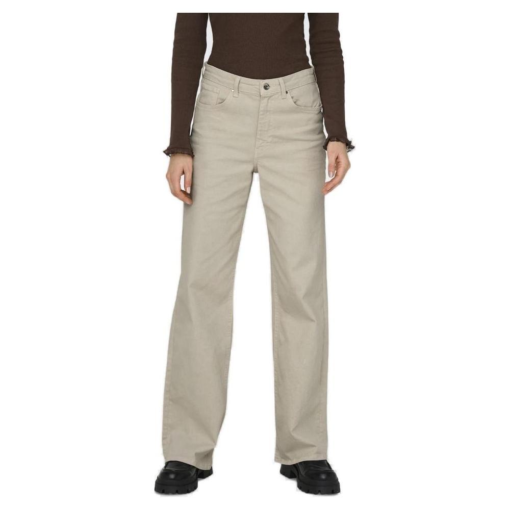 Women's baggy beige cotton jeans, perfect for spring/summer. 99% cotton, 1% elastane for comfort and style.