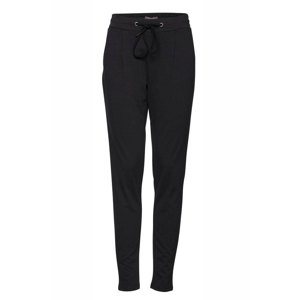 ICHI women's black cigarette pants, fall/winter collection, made with 74% polyester, 22% viscose, and 4% elastane.