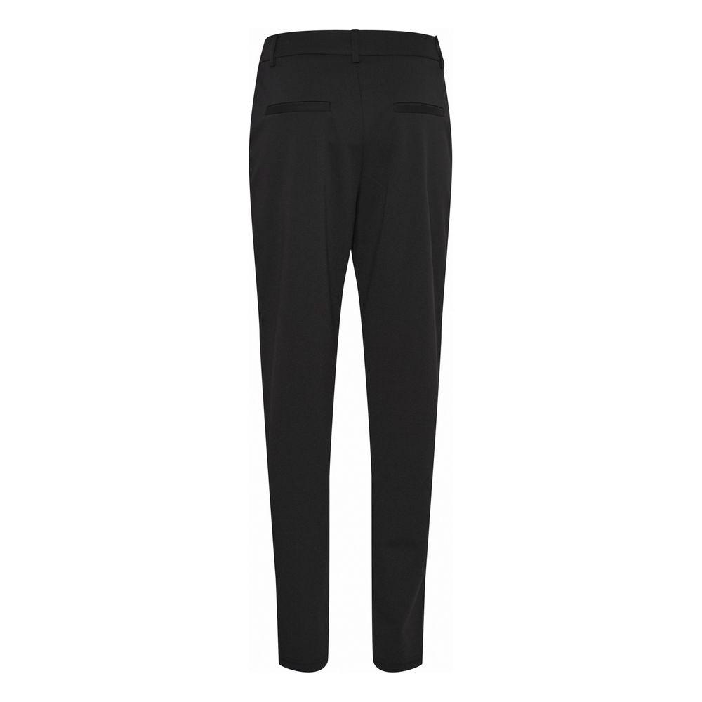 Back view of ICHI black recycled polyester women's cigarette pants, part of the Fall/Winter collection, stylish and eco-friendly.