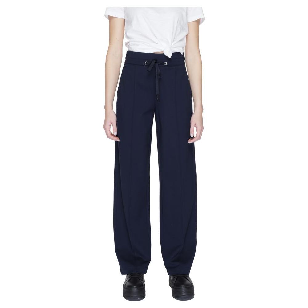 Street One blue palazzo trousers for women, featuring a spring/summer design in viscose blend fabric.