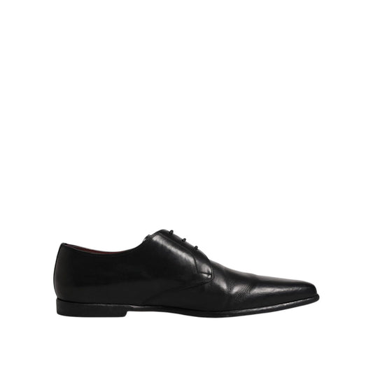 Dolce & Gabbana Black Leather Lace Up Men Derby Formal Shoes