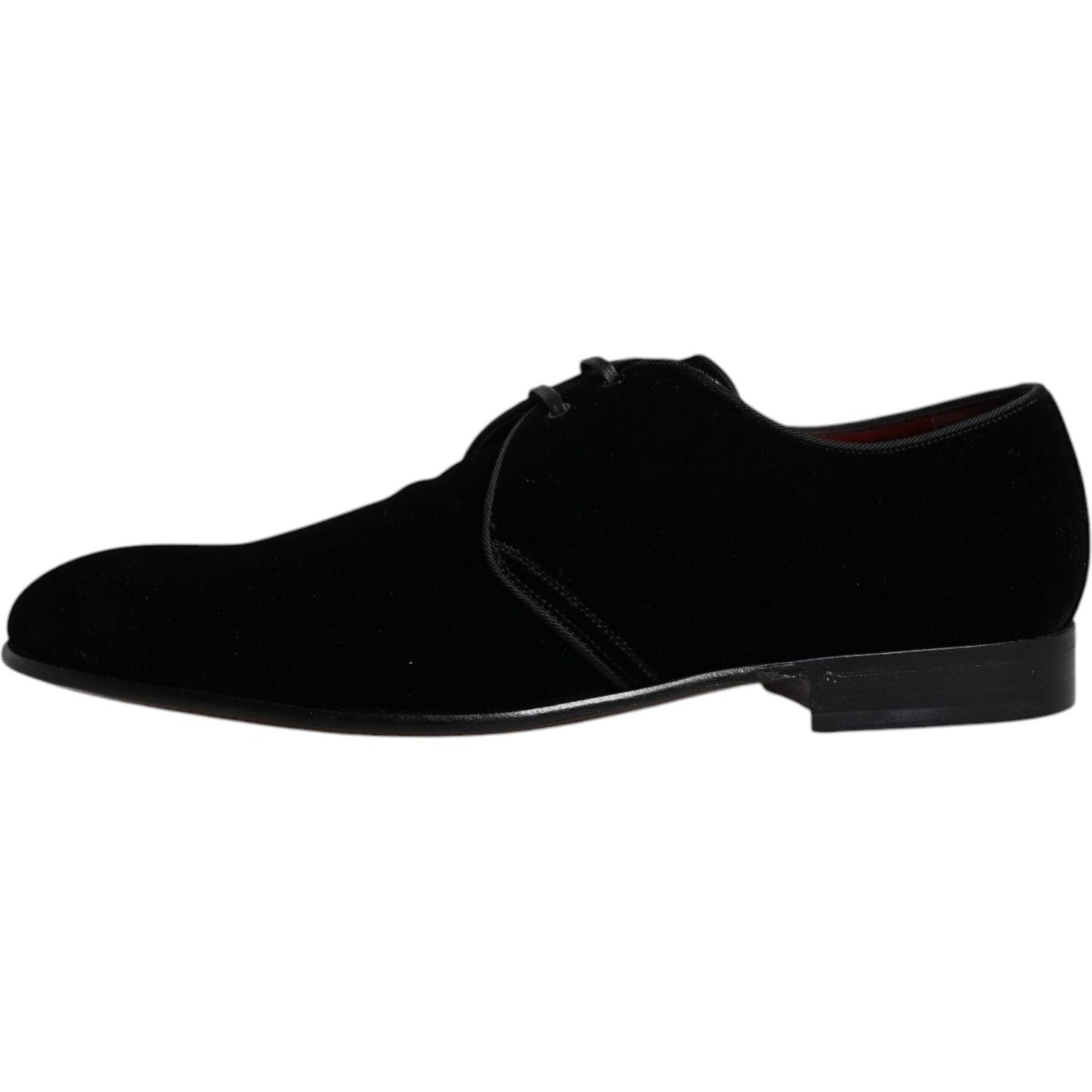 Dolce & Gabbana Black Velvet Leather Lace Up Derby Shoes Dolce & Gabbana Black