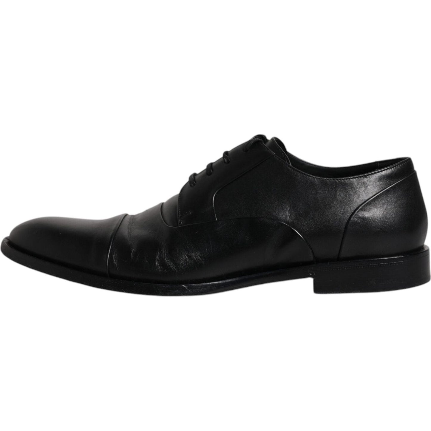 Dolce & Gabbana black leather lace-up men's derby formal shoe, made in Italy, calf leather, exclusive craftsmanship, slightly preowned.