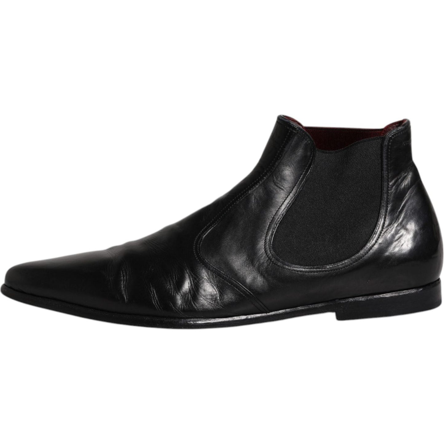Dolce & Gabbana Black Leather Chelsea Men Ankle Boots Shoes Dolce & Gabbana Black