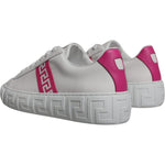 Versace White Pink Greca Print Platform Low Top Sneakers Shoes MV6392-42