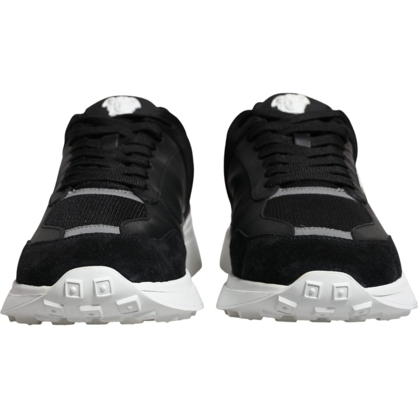 Versace Black Canvas Quad Fabric Medusa Low Top Sneaker Shoes Versace Gray
