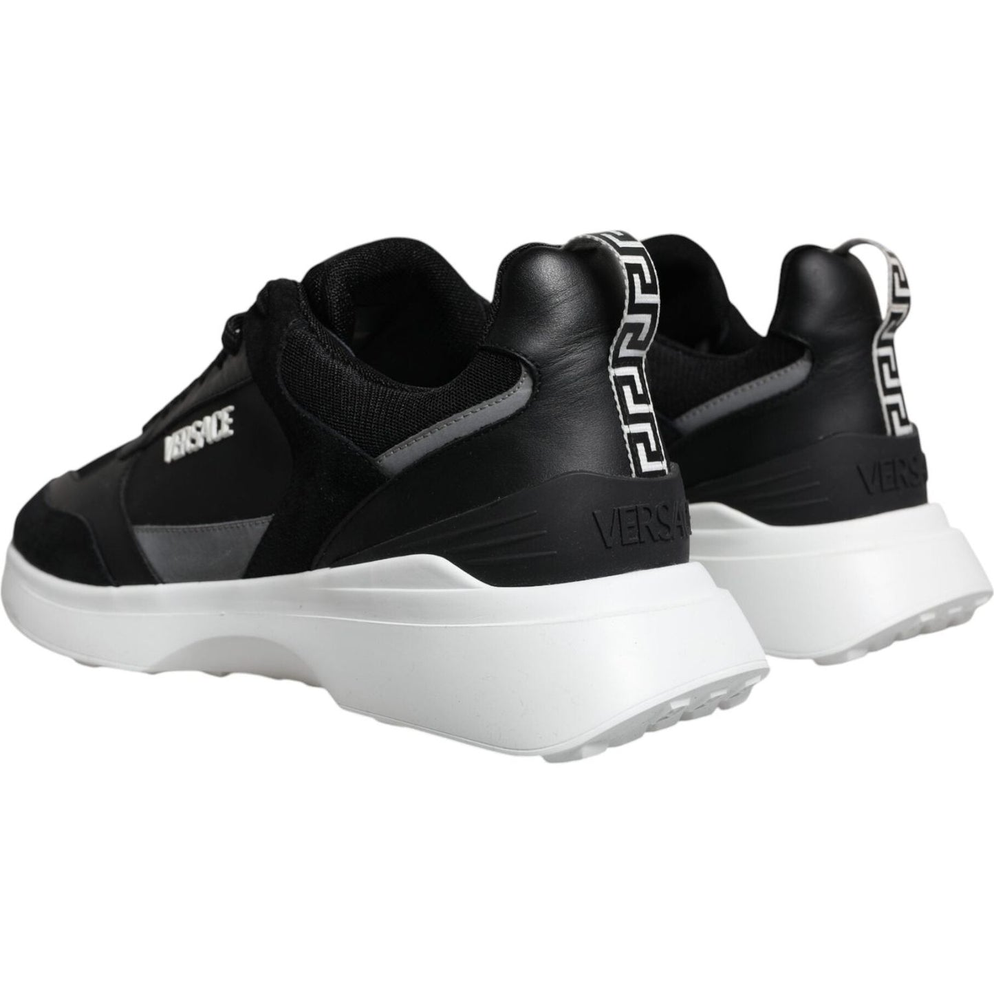 Versace Black Canvas Quad Fabric Medusa Low Top Sneaker Shoes Versace Black