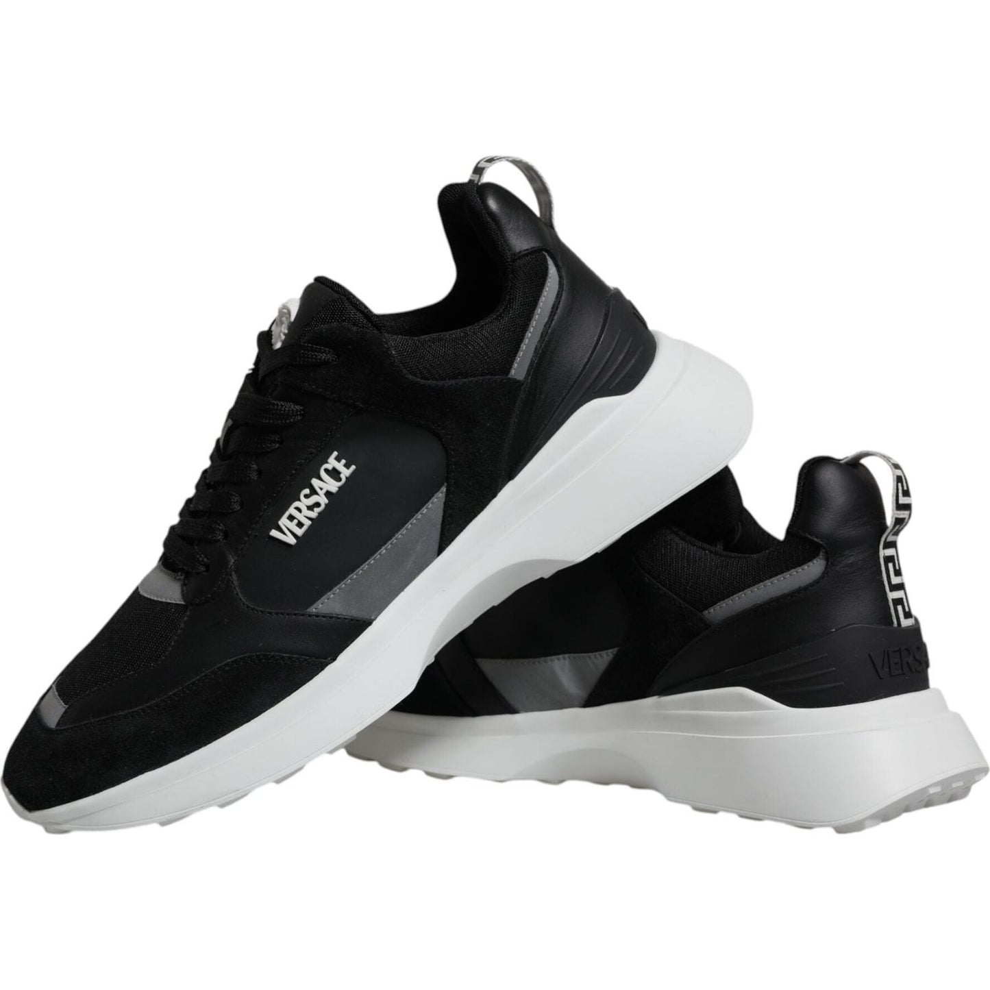 Versace Black Canvas Quad Fabric Medusa Low Top Sneaker Shoes Versace Black