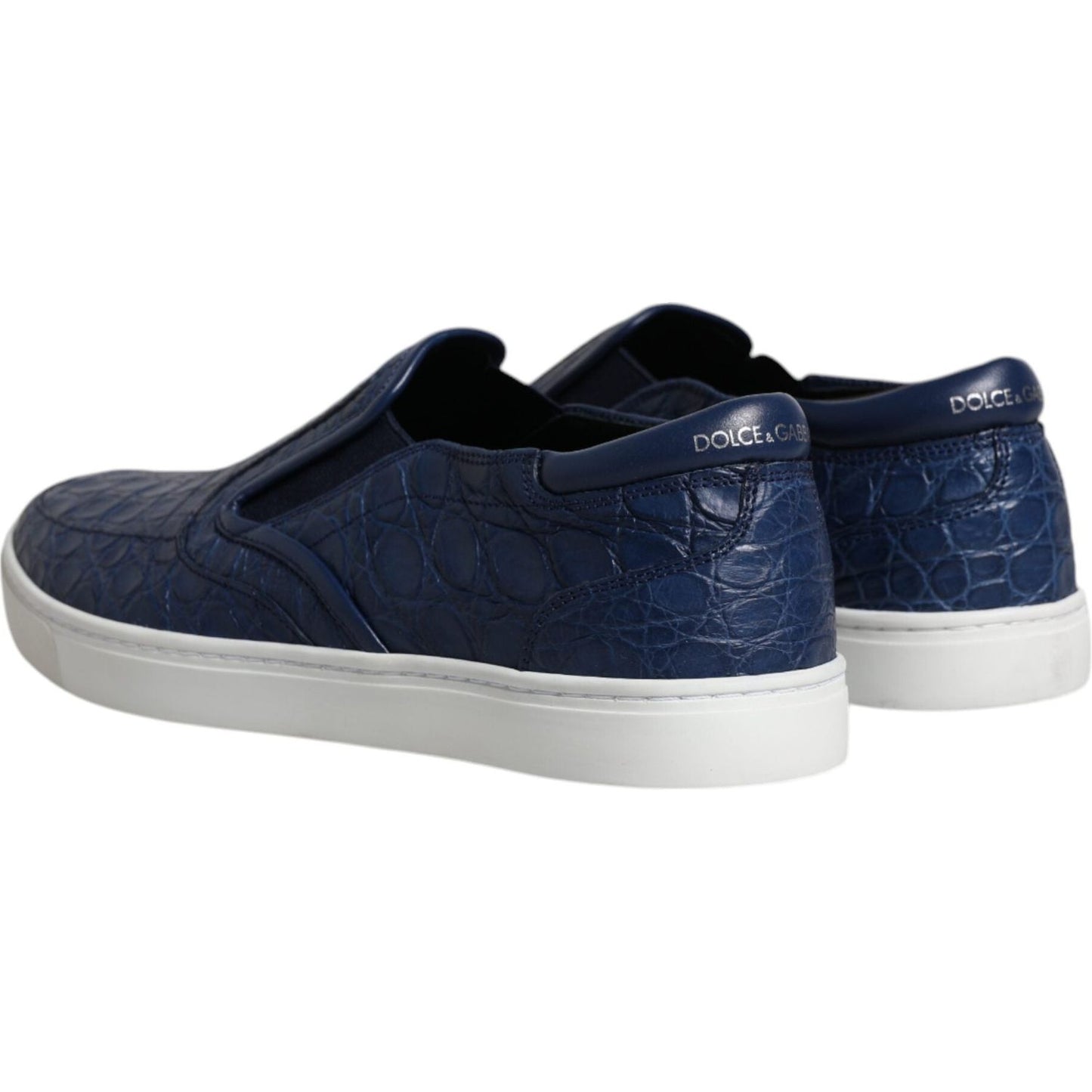 Dolce & Gabbana Blue Croc Leather Men's Sneakers with Rubber Sole, High Craftsmanship, Authentic Italian Design