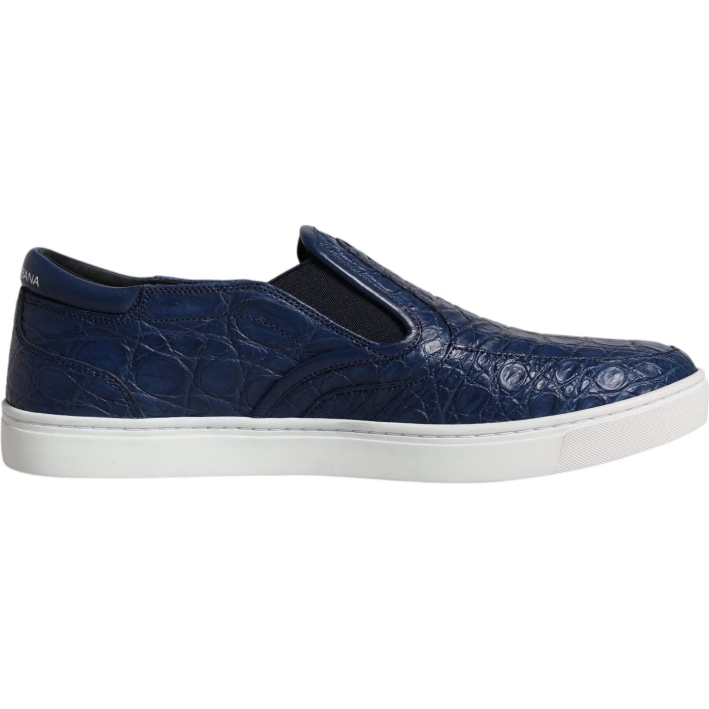 Dolce & Gabbana blue croc leather men's sneakers with rubber sole, exclusive Italian design, low-top luxury shoe