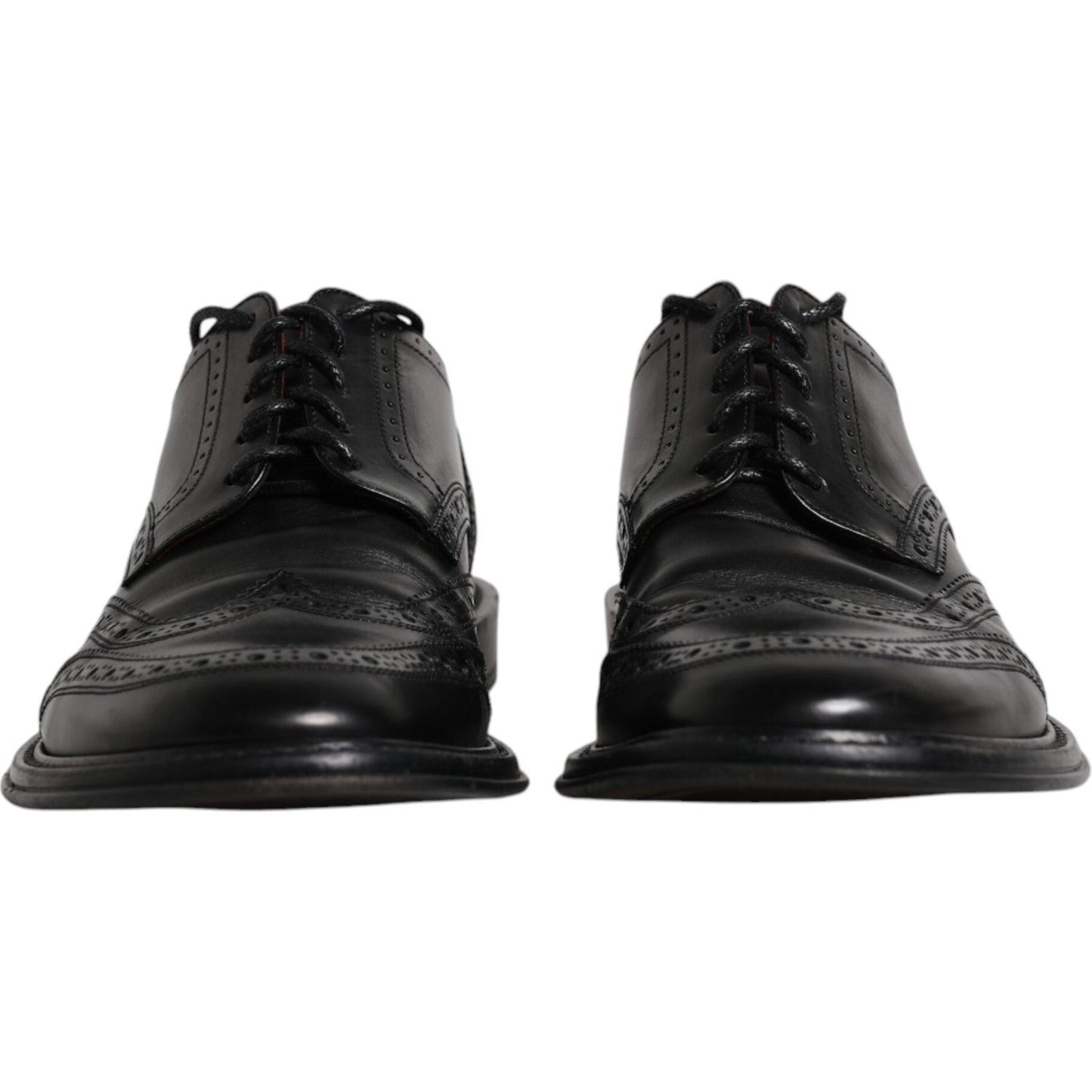 Dolce & Gabbana Black Leather Derby Wingtip Formal Shoes Dolce & Gabbana Dark Slate Gray
