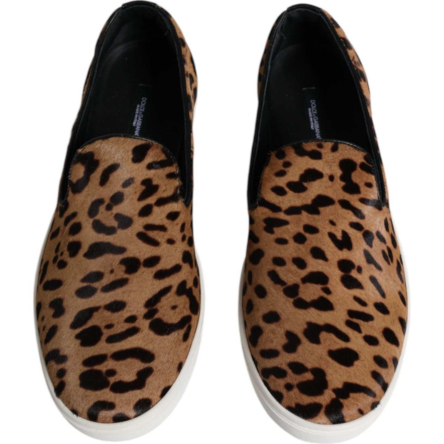 Dolce & Gabbana Brown Calfskin Fur Leopard Men Sneakers Shoes Dolce & Gabbana Black