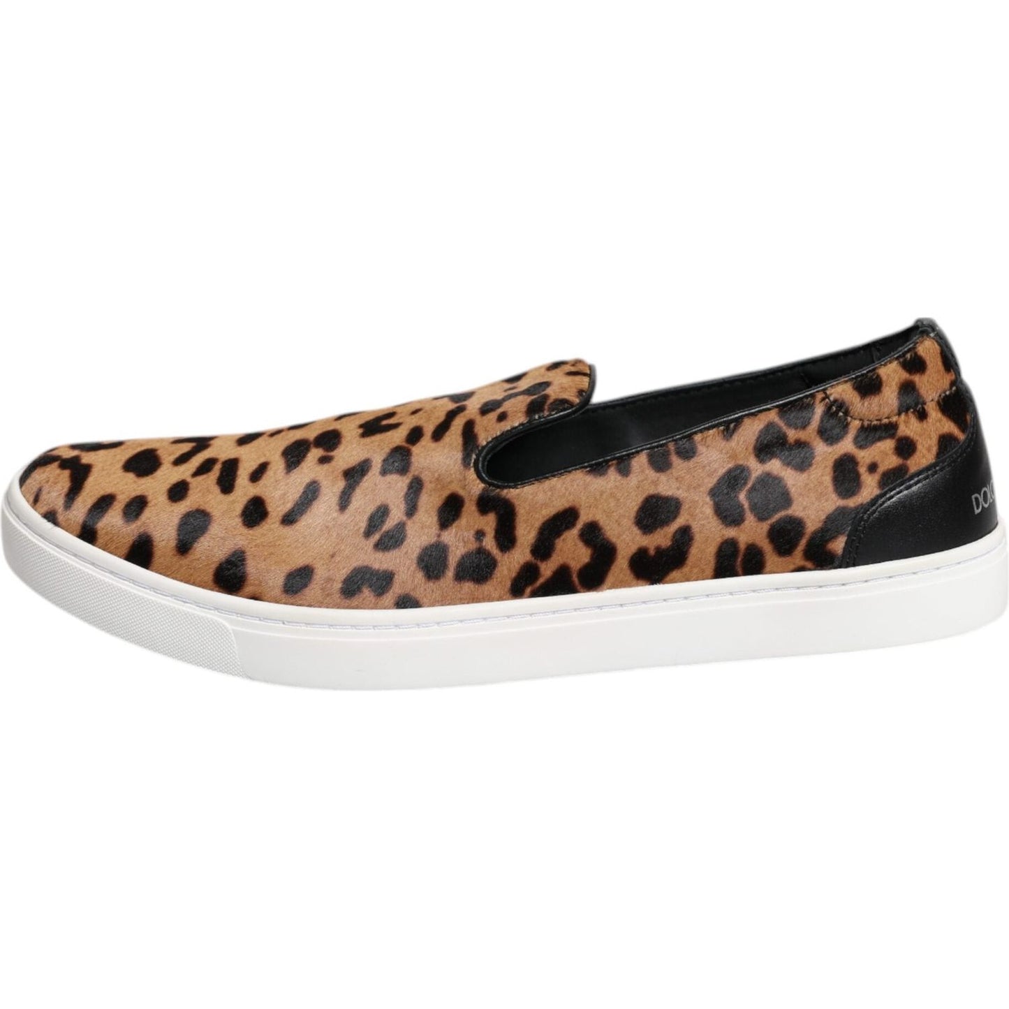 Dolce & Gabbana Brown Calfskin Fur Leopard Men Sneakers Shoes Dolce & Gabbana Light Gray