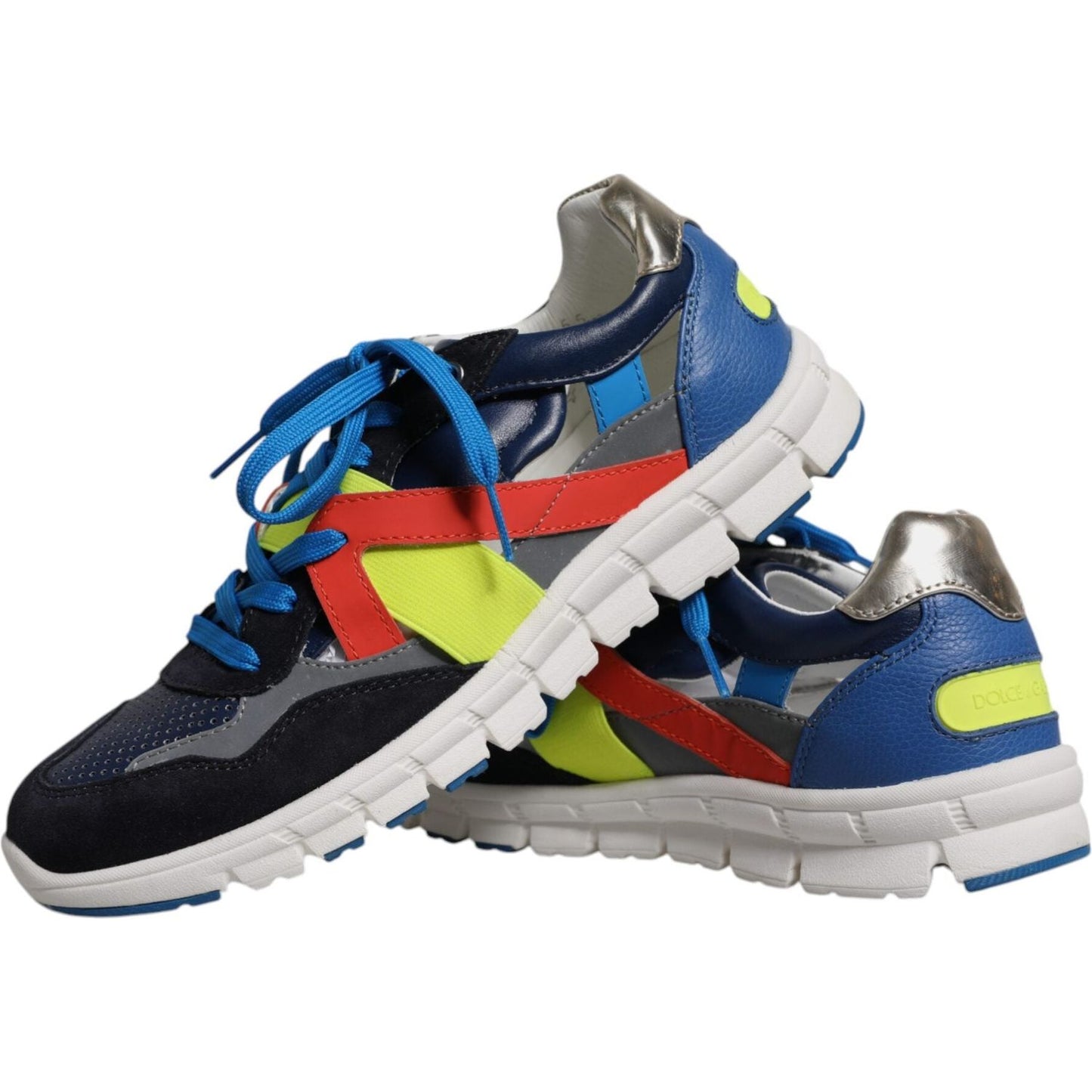 Dolce & Gabbana Multicolor Leather Suede Low Top Sneakers Shoes Dolce & Gabbana Dark Slate Gray