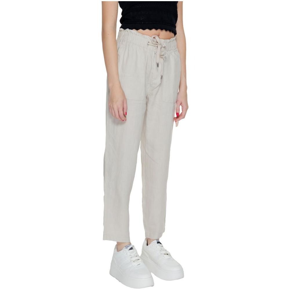Street One beige linen women's pants, spring/summer collection, 100% linen, regular fit.