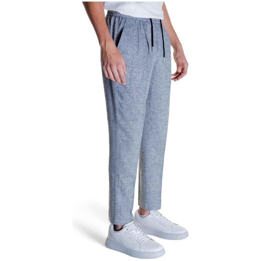 Antony Morato black linen jeans, men's pants collection, 54% linen, 46% viscose blend, stylish and comfortable footwear, fashion essentials.