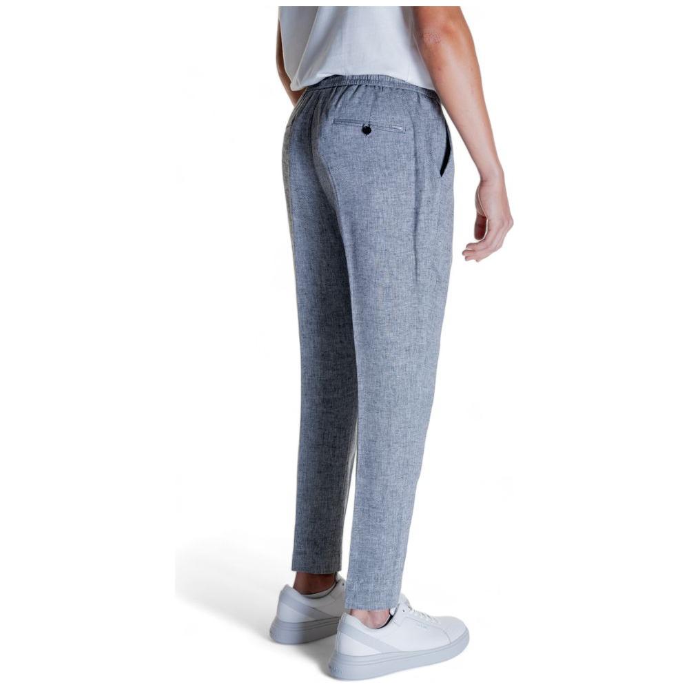 Back view of Antony Morato black linen jeans showcasing design and fit, made from 54% linen and 46% viscose, perfect for men's fashion.