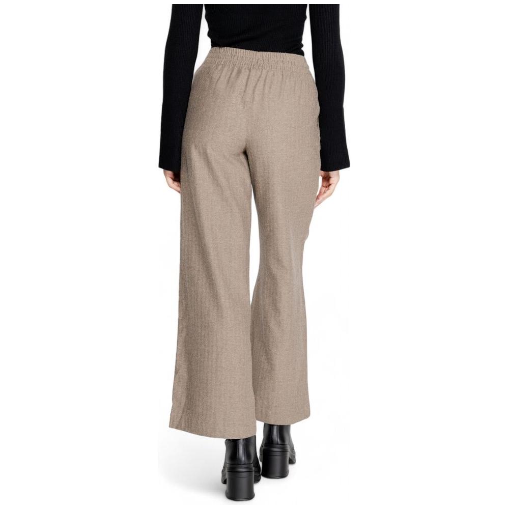 Back view of Jacqueline De Yong Women's Brown Cotton Pants, Fall/Winter Collection