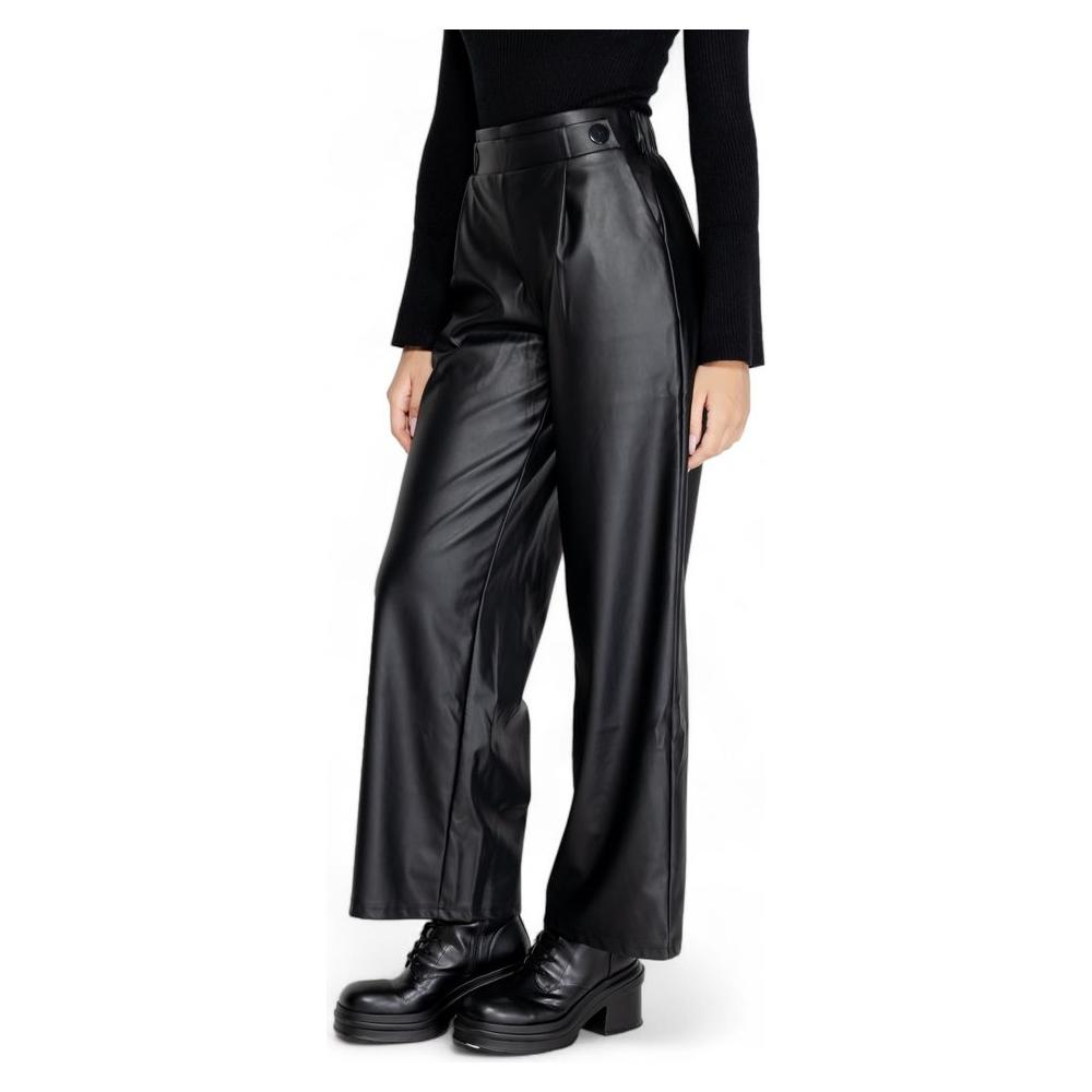 Jacqueline De Yong black polyester fall/winter women's pants, 50% polyester and 50% polyurethane, full-length with high waist.