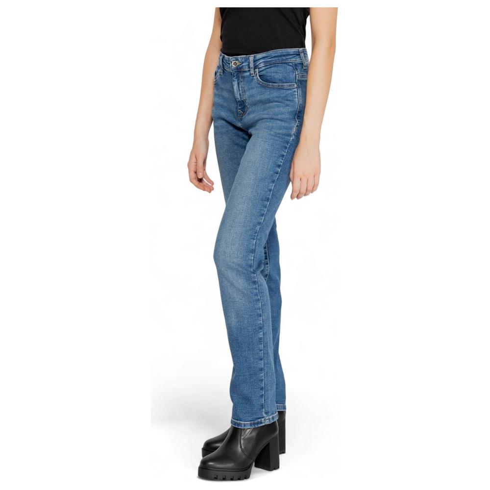 Women's blue cotton jeans, fall/winter collection, 78% cotton, eco-friendly design, stylish and comfortable fit.