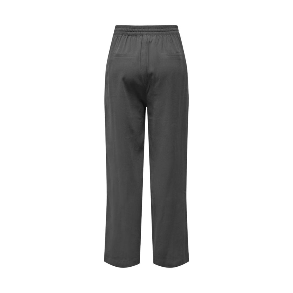 Jacqueline De Yong gray viscose women's pants, fall/winter collection, back view showing elastic waistband and relaxed fit.