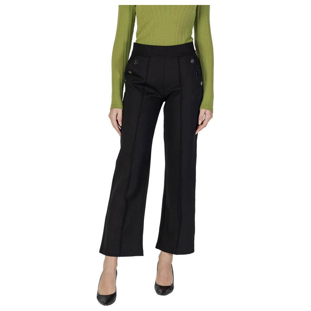 Street One black viscose women's pants, part of the Fall/Winter collection, featuring a blend of viscose, polyester, and elastane.