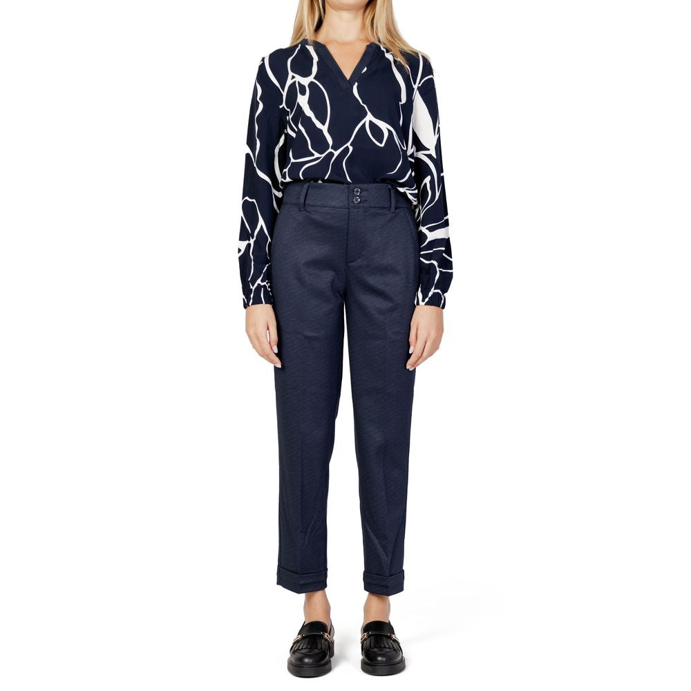 Street One women's regular blue viscose pants for fall/winter, featuring a comfortable blend of viscose and polyester.