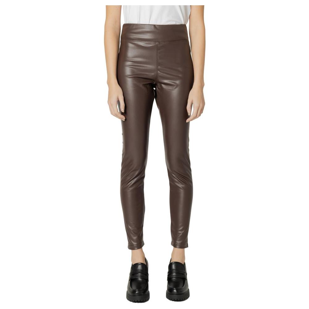 Street One brown polyester leggings for women, fall/winter collection, made with 95% polyester and 5% spandex/lycra.