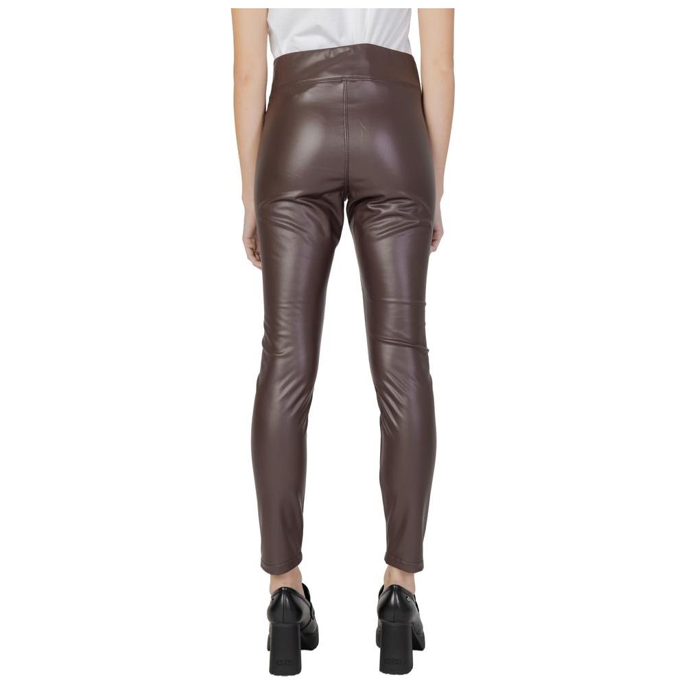 Street One women's brown polyester leggings for fall and winter, back view with high waist and sleek design, perfect for casual wear.