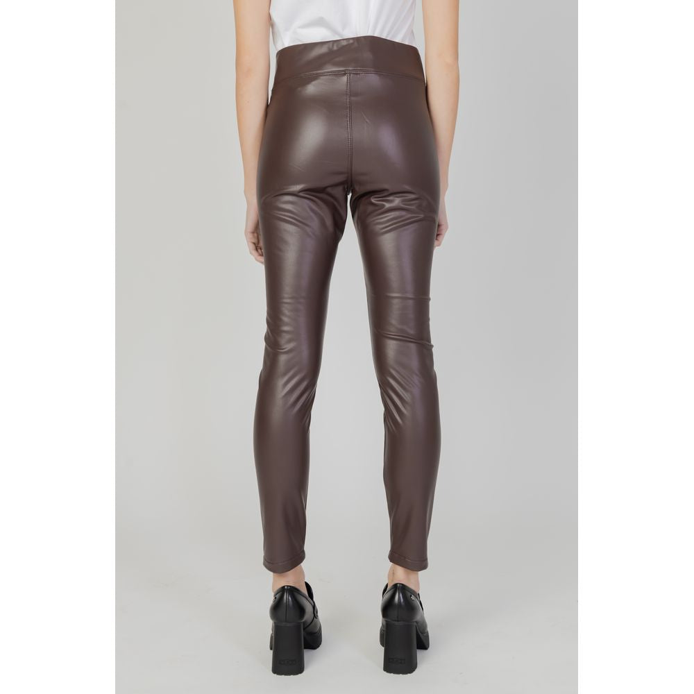 Back view of Street One brown polyester women's leggings, fall/winter collection, made with 95% polyester and 5% spandex.