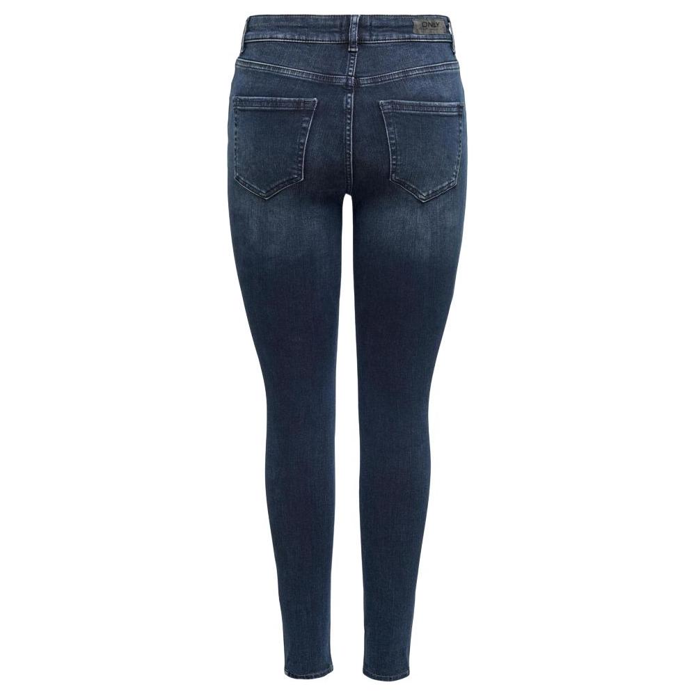 Women's skinny blue cotton jeans, fall/winter collection, 92% cotton, 8% elastane, fashion back view.