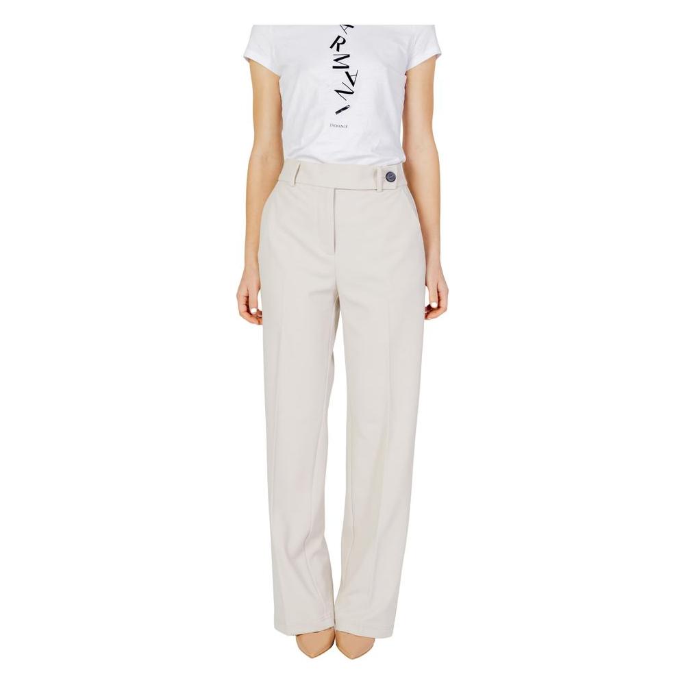 Women's beige cigarette pants, spring/summer collection, made of 98% polyester and 2% elastane, stylish and comfortable fit.