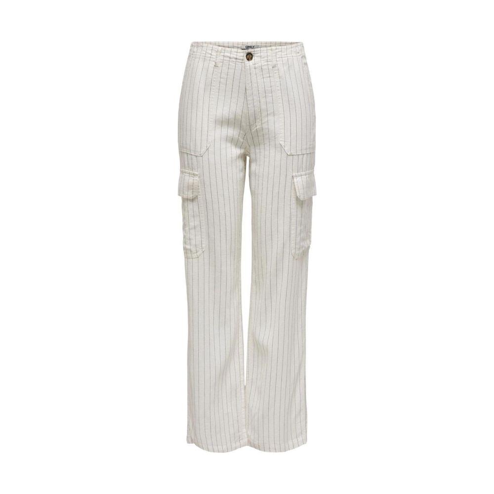 Women's white linen trousers, spring/summer collection, 55% linen and 45% viscose, regular fit with pockets.