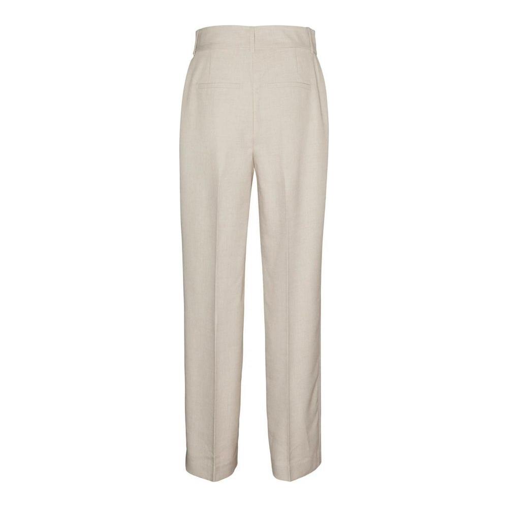 Vero Moda women's regular trousers - beige polyester pants for spring/summer collection.