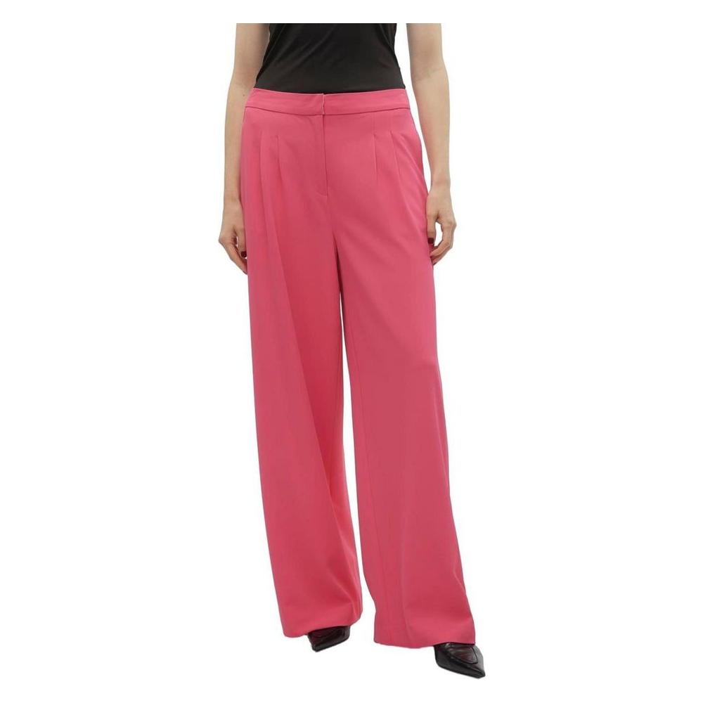 Vero Moda women's pink polyester palazzo pants, spring/summer collection, featuring a comfortable wide-leg design.