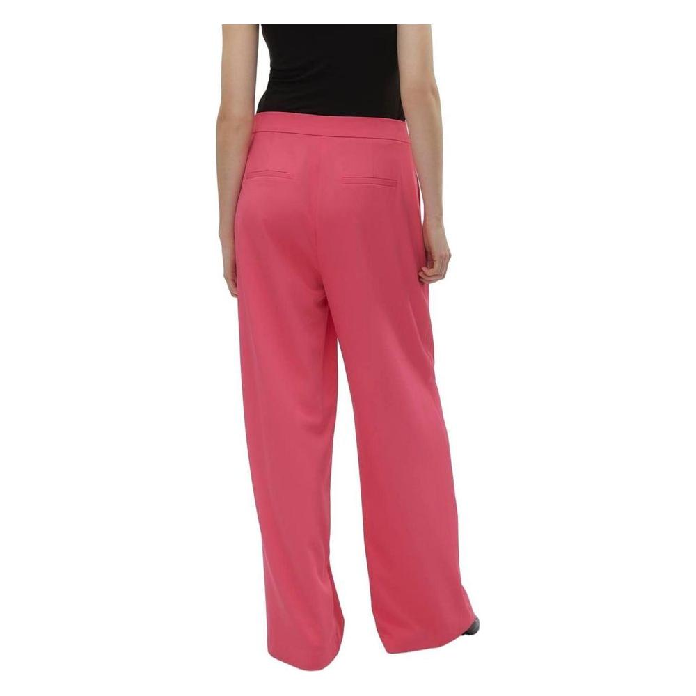 Vero Moda pink polyester palazzo pants for women, spring/summer collection, 96% polyester 4% elastane.