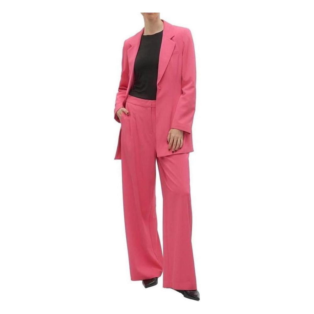 Vero Moda pink polyester palazzo pants and jacket for women, ideal for spring and summer fashion.