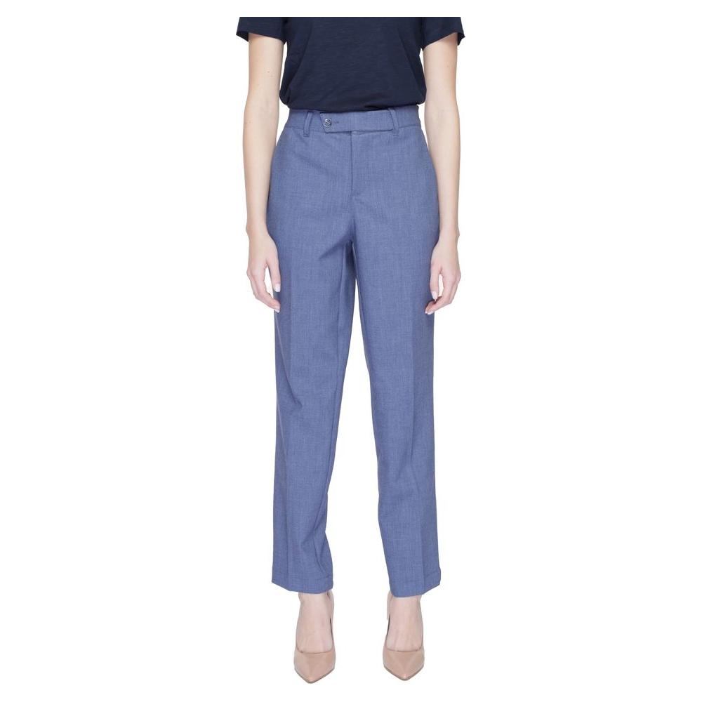 Street One women's blue cigarette pants, spring/summer collection, made of polyester blend, featuring a classic tailored fit.