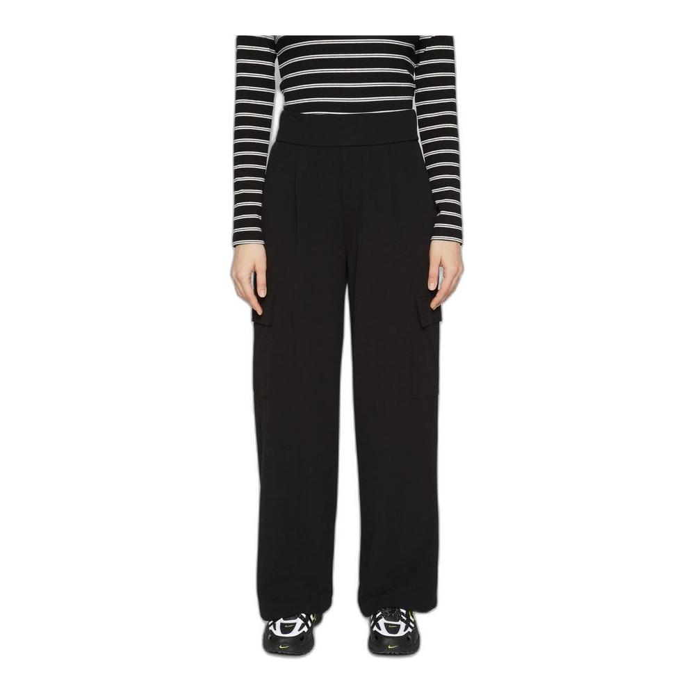 Jacqueline De Yong black polyester jeans for women, featuring high-waist design for spring/summer, made with recycled materials.