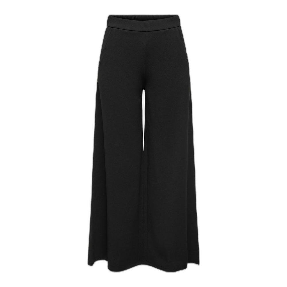 Jacqueline De Yong black recycled polyester women's palazzo pants for spring/summer collection, eco-friendly stylish wide-leg design.