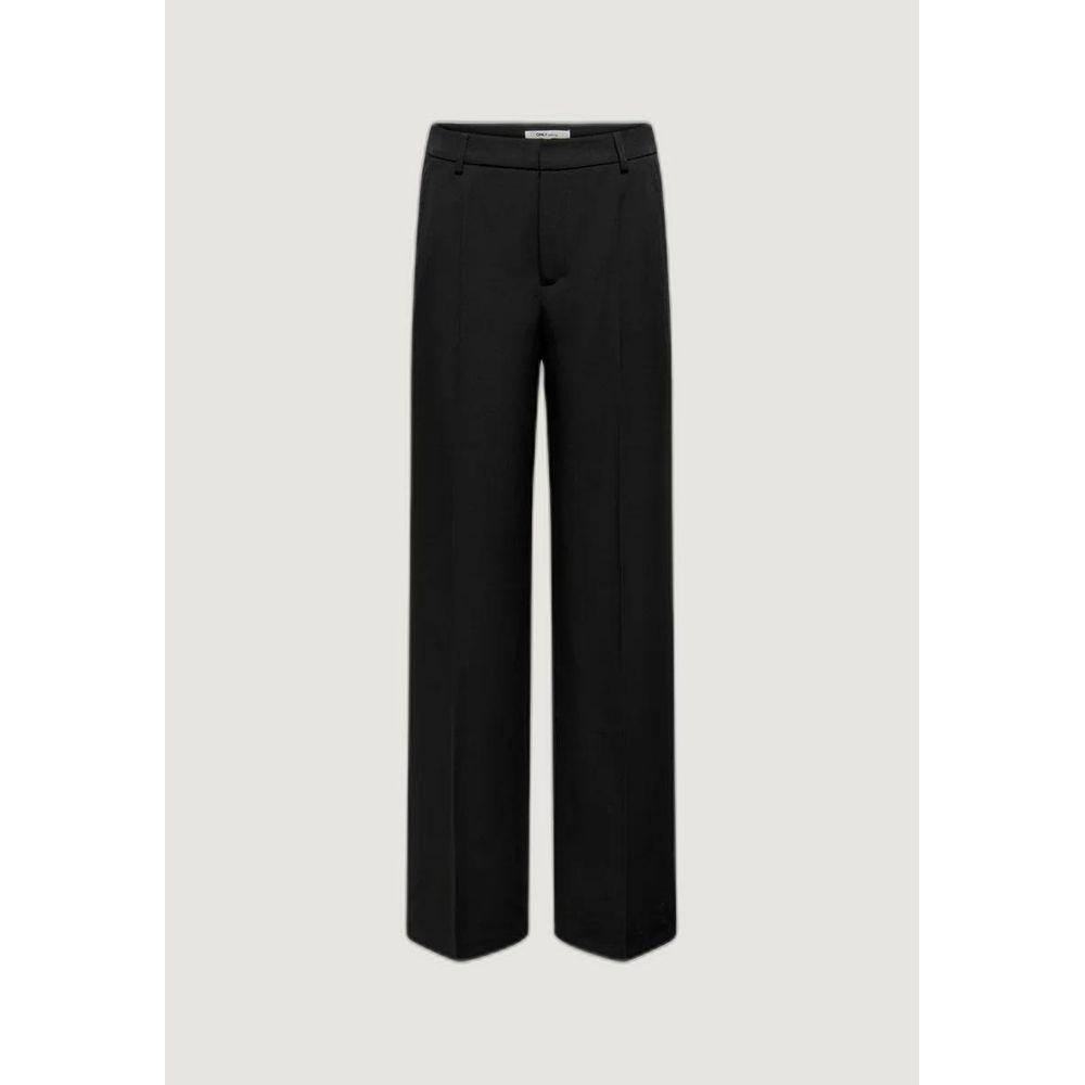 Women's black polyester palazzo pants - spring/summer collection, 87% polyester, 13% elastene.