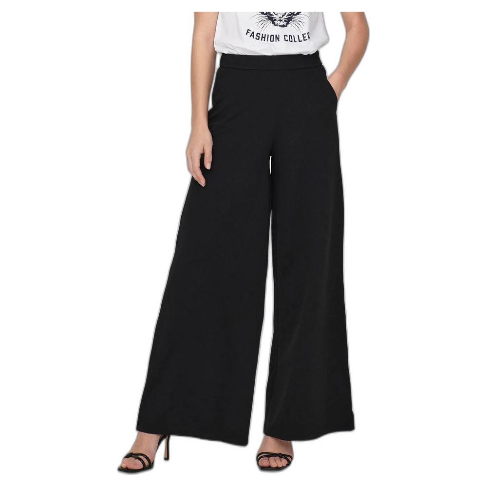 Jacqueline De Yong women's black palazzo pants in recycled polyester, perfect for spring and summer fashion. Sustainable style.