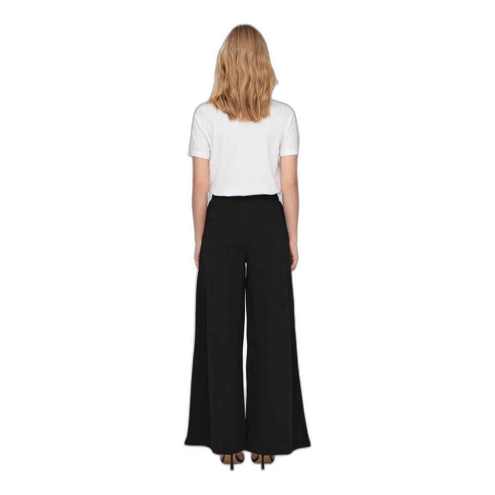 Jacqueline De Yong women's black palazzo pants in recycled polyester, back view of spring/summer collection, perfect for a sustainable wardrobe