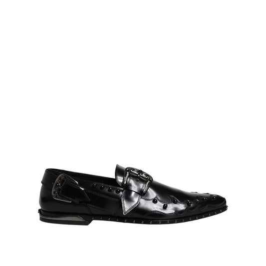 Dolce & Gabbana Black Embellished Derby Monk Strap Shoes