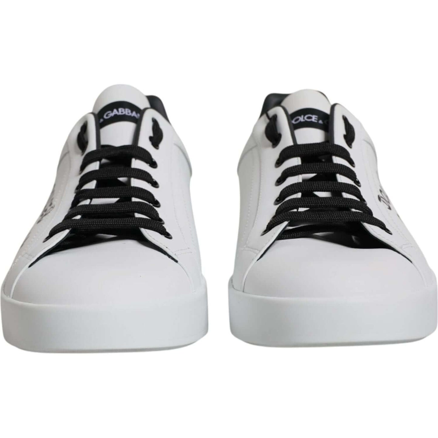 Dolce & Gabbana White Leather Logo Portofino Sneakers Shoes
