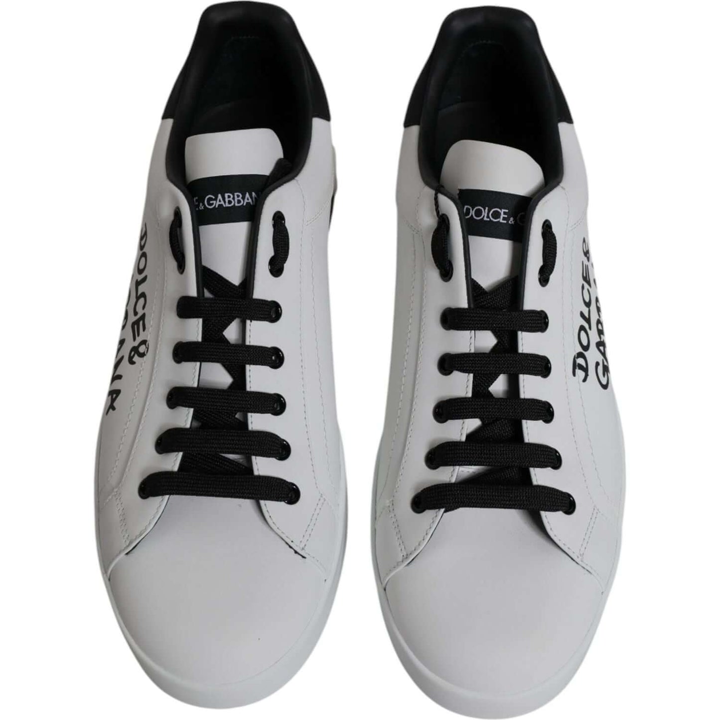 Dolce & Gabbana White Leather Logo Portofino Sneakers Shoes