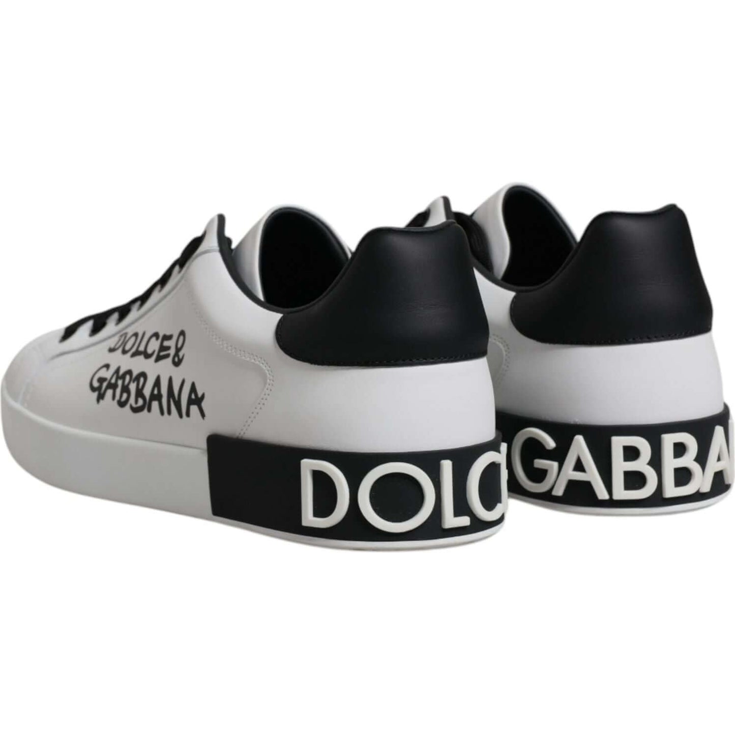 Dolce & Gabbana White Leather Logo Portofino Sneakers Shoes