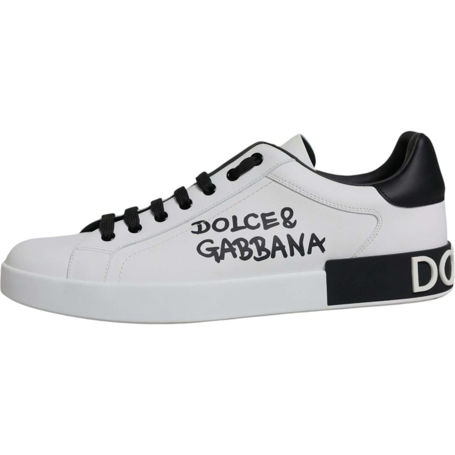 Dolce & Gabbana White Leather Logo Portofino Sneakers Shoes