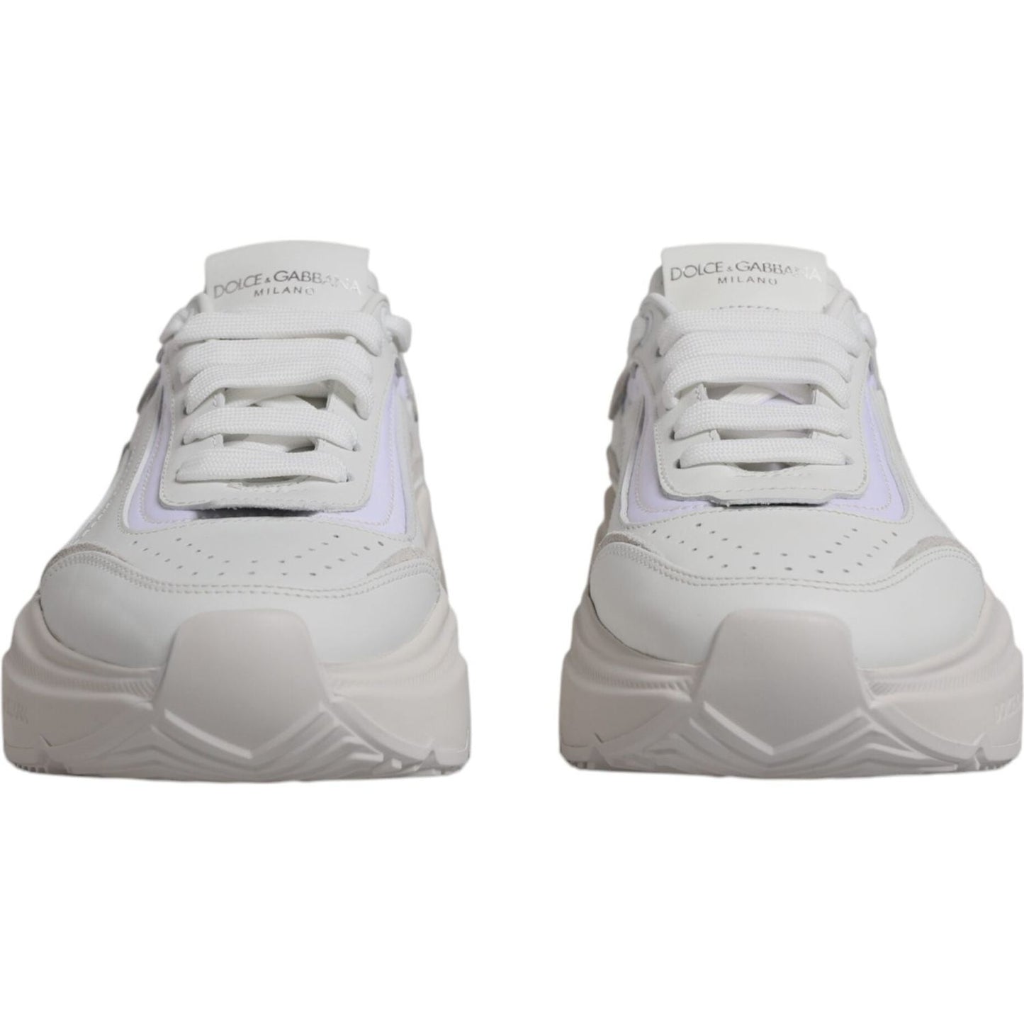 Dolce & Gabbana white Daymaster low-top sneakers, calf leather and nylon mix, lace-up, rubber sole, logo details, crafted in Italy.
