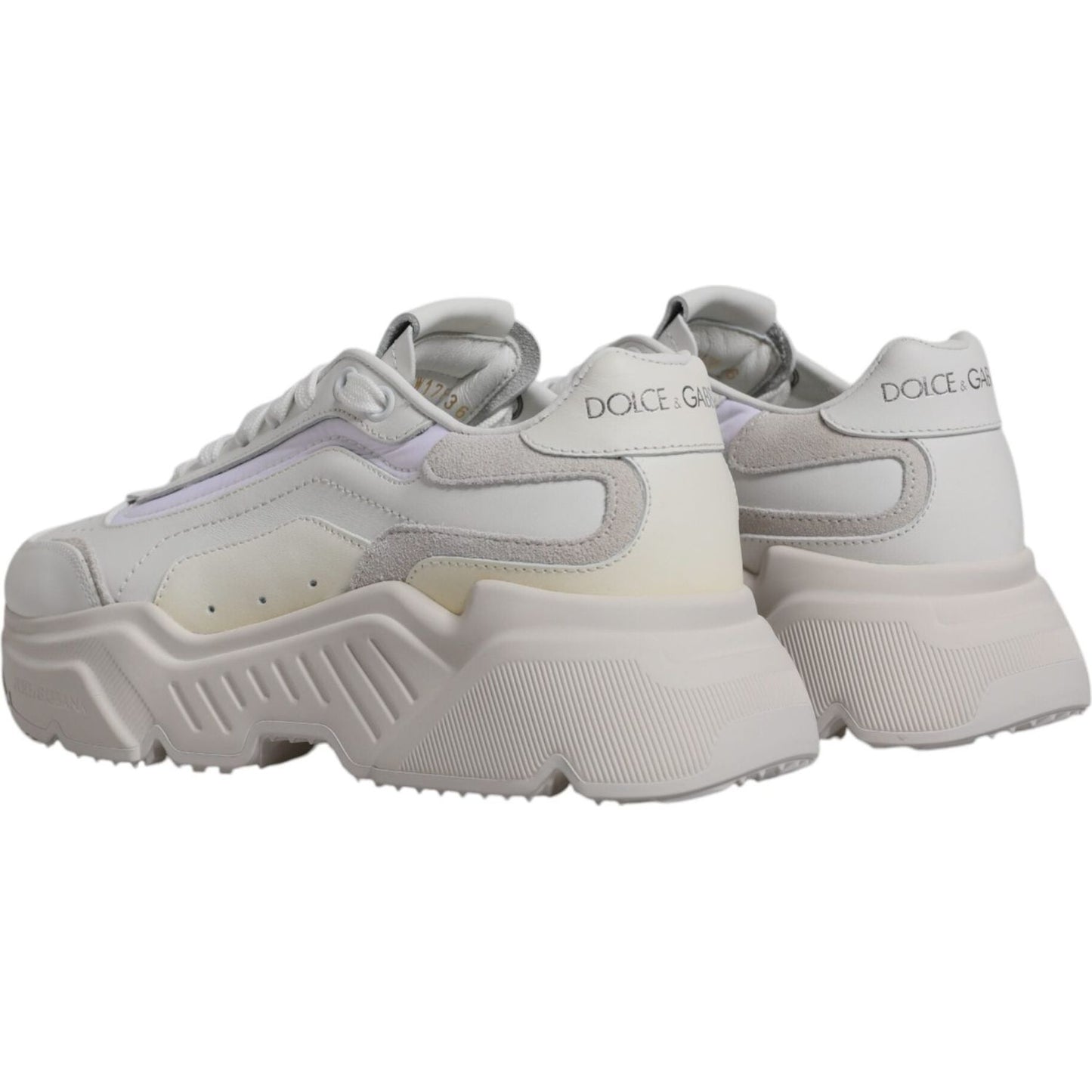 Dolce & Gabbana White Daymaster Low Top Sneakers, luxury calf leather and nylon, rubber sole, logo details, made in Italy, exclusive design.